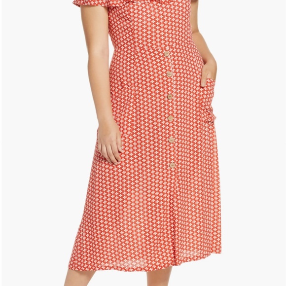 All in Favor Off the Shoulder Linen Blend Midi Dress - Picture 4 of 7